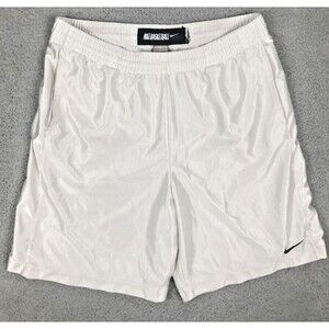 Nike Basketball Shiny Shorts Mens Size XL White Lined Athletic Gym Training